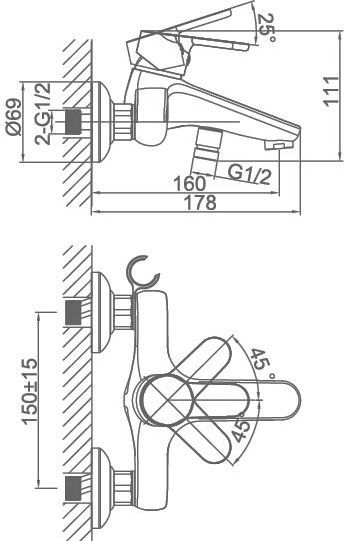 Смеситель для ванны D&K DA139 хром  DA1393201 - 2