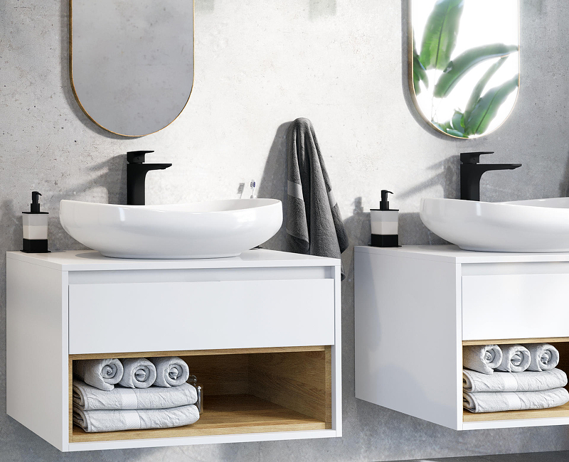 Тумба под накладную раковину Excellent Tuto 80 белый - светлое дерево  MLEX.0102.800.WHBL - 4