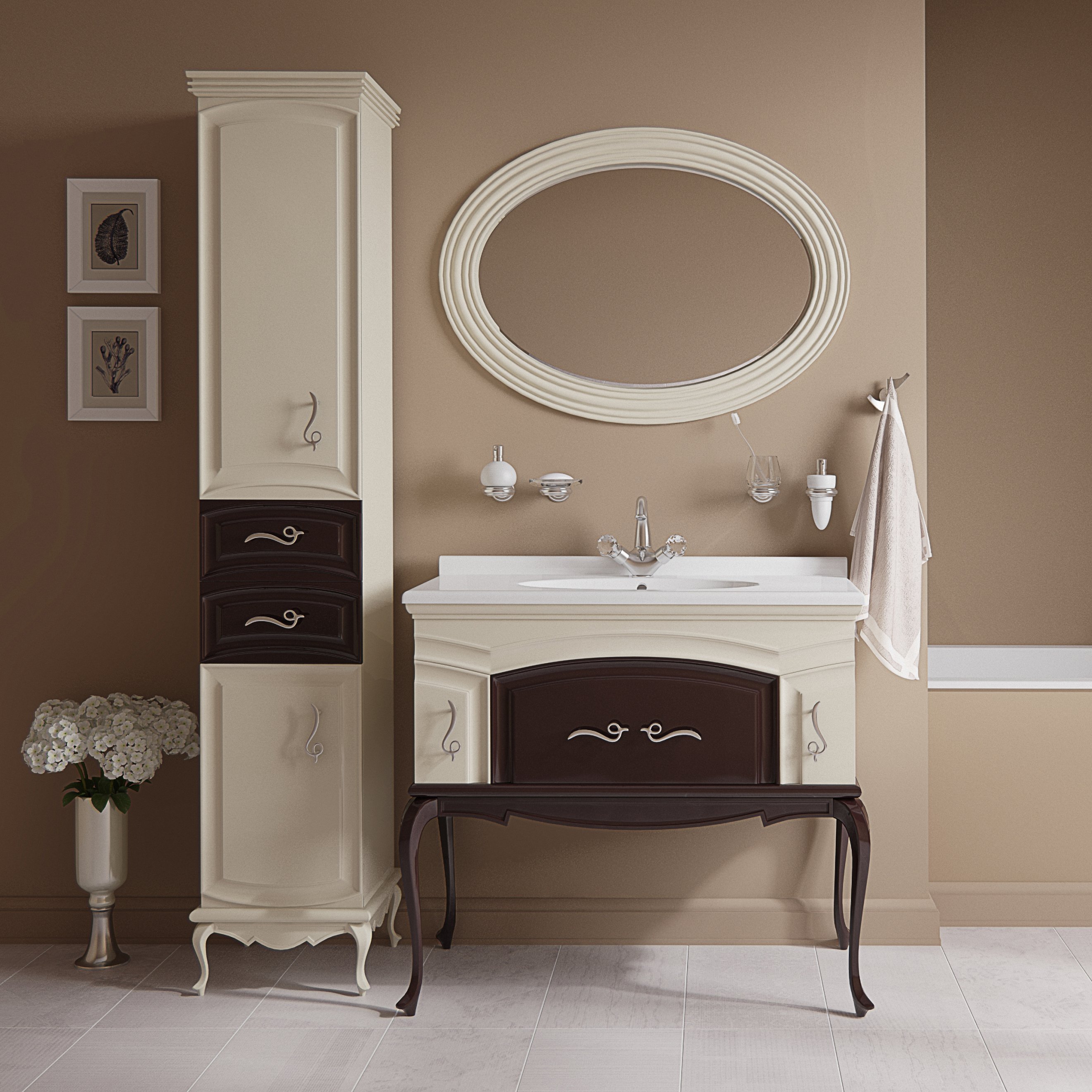 Шкаф-пенал Misty Флоренция бежево-коричневый L Л-Фло05035-461Л - 1