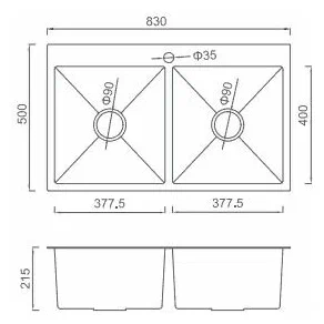 Кухонная раковина Gappo 83х50 сатин GS8350 - 2