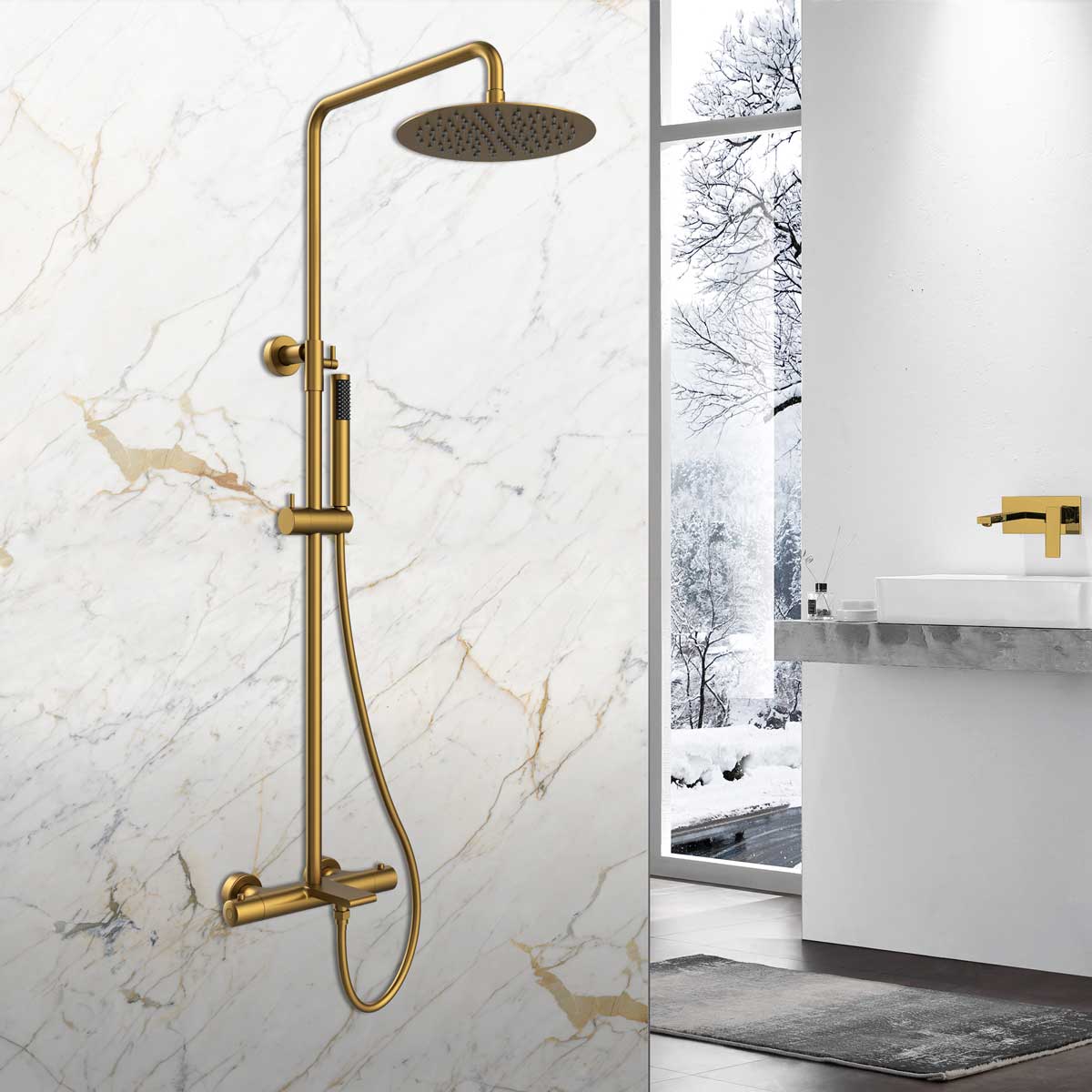 Душевая стойка Vincea Vogue термостатическая золото VSFS-1V1TBG - 1