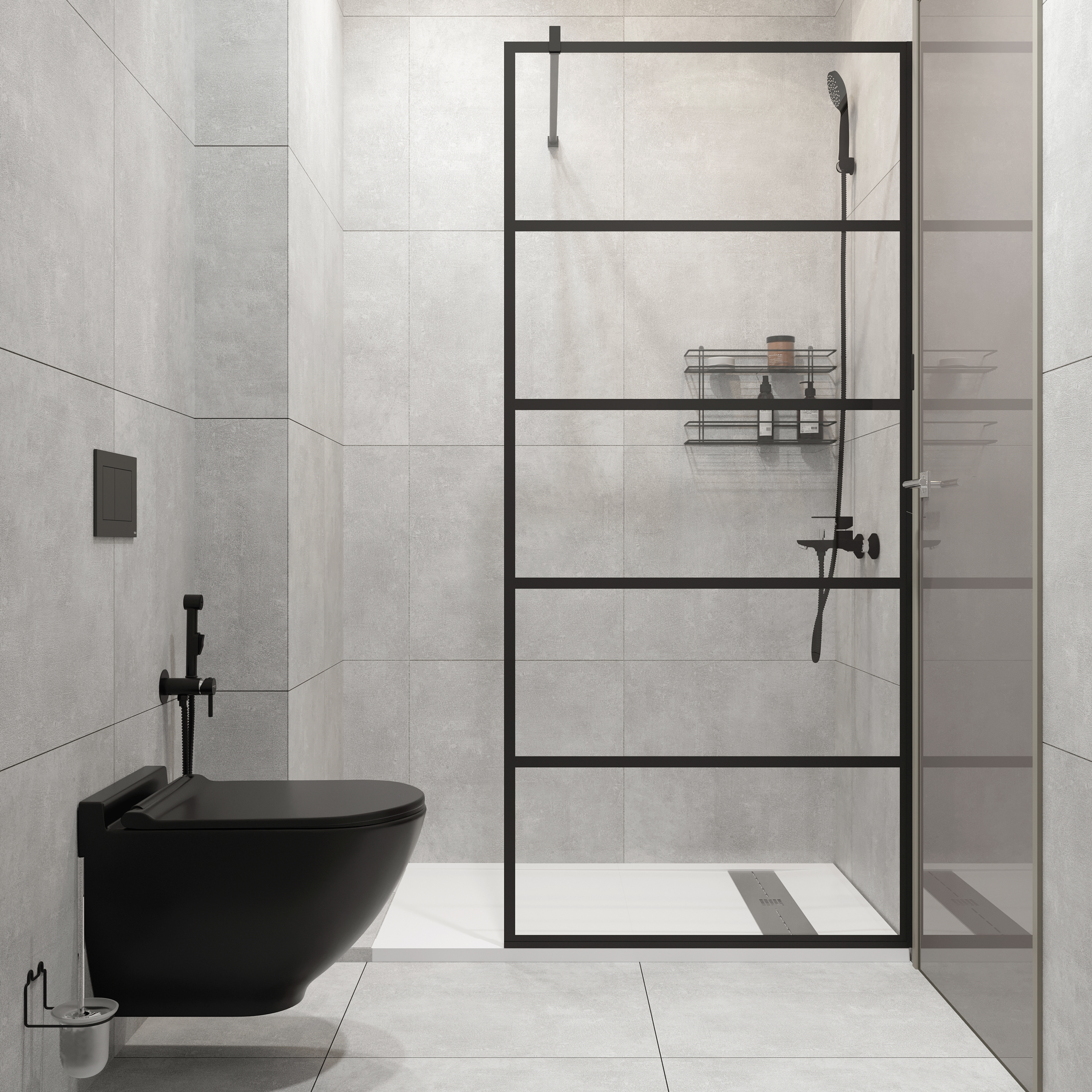 Душевая перегородка STWORKI Кронборг LOFT-GW-100х220 100 см, профиль черный матовый - 0