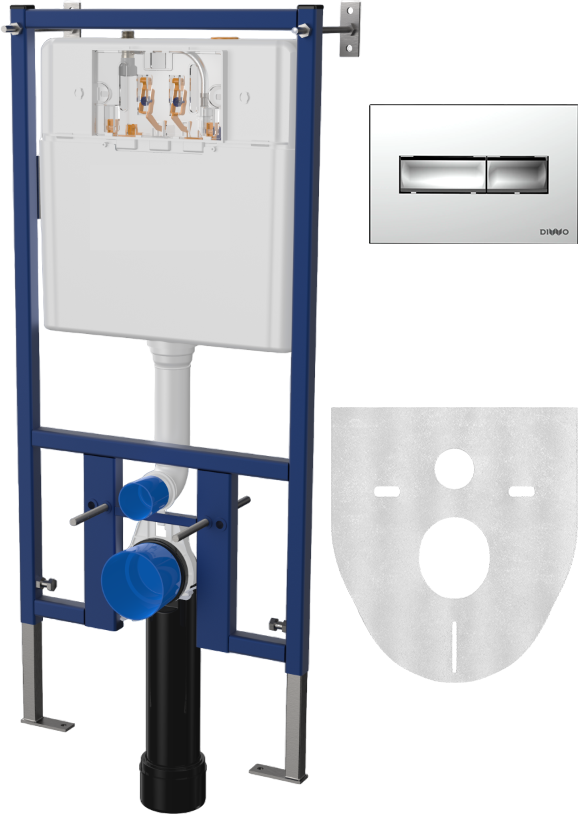 Комплект  Унитаз подвесной DIWO Анапа безободковый + Система инсталляции для унитазов DIWO 4501 с кнопкой смыва 7322 хром 580588 - 2