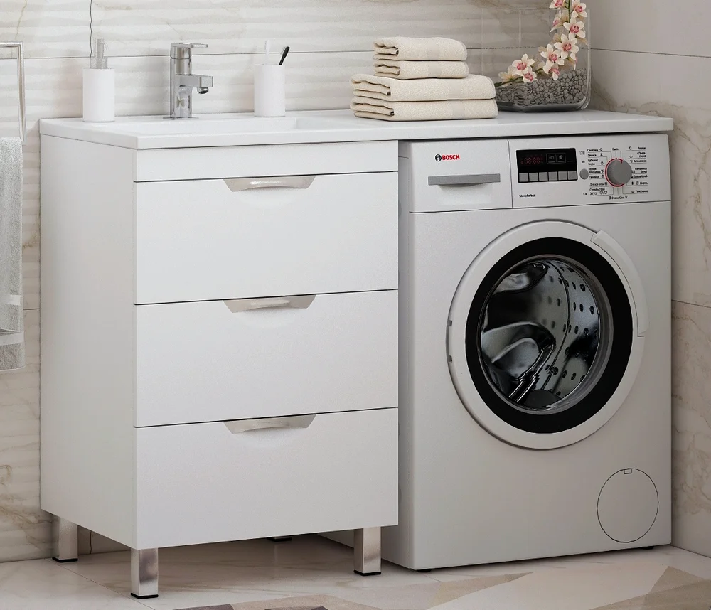 Раковина Stella Polar Мадлен 120 L на стиральную машину белый SP-00000026 - 2