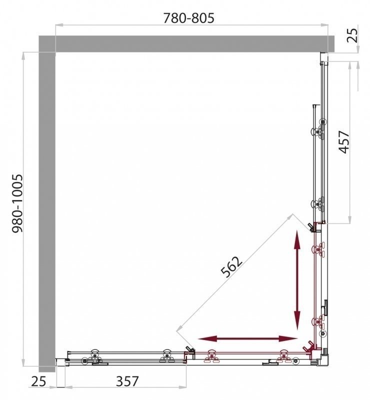 Душевой уголок BelBagno Sela 100х80 профиль хром стекло рифленое SELA-AH-2-100/80-P-Cr - 1