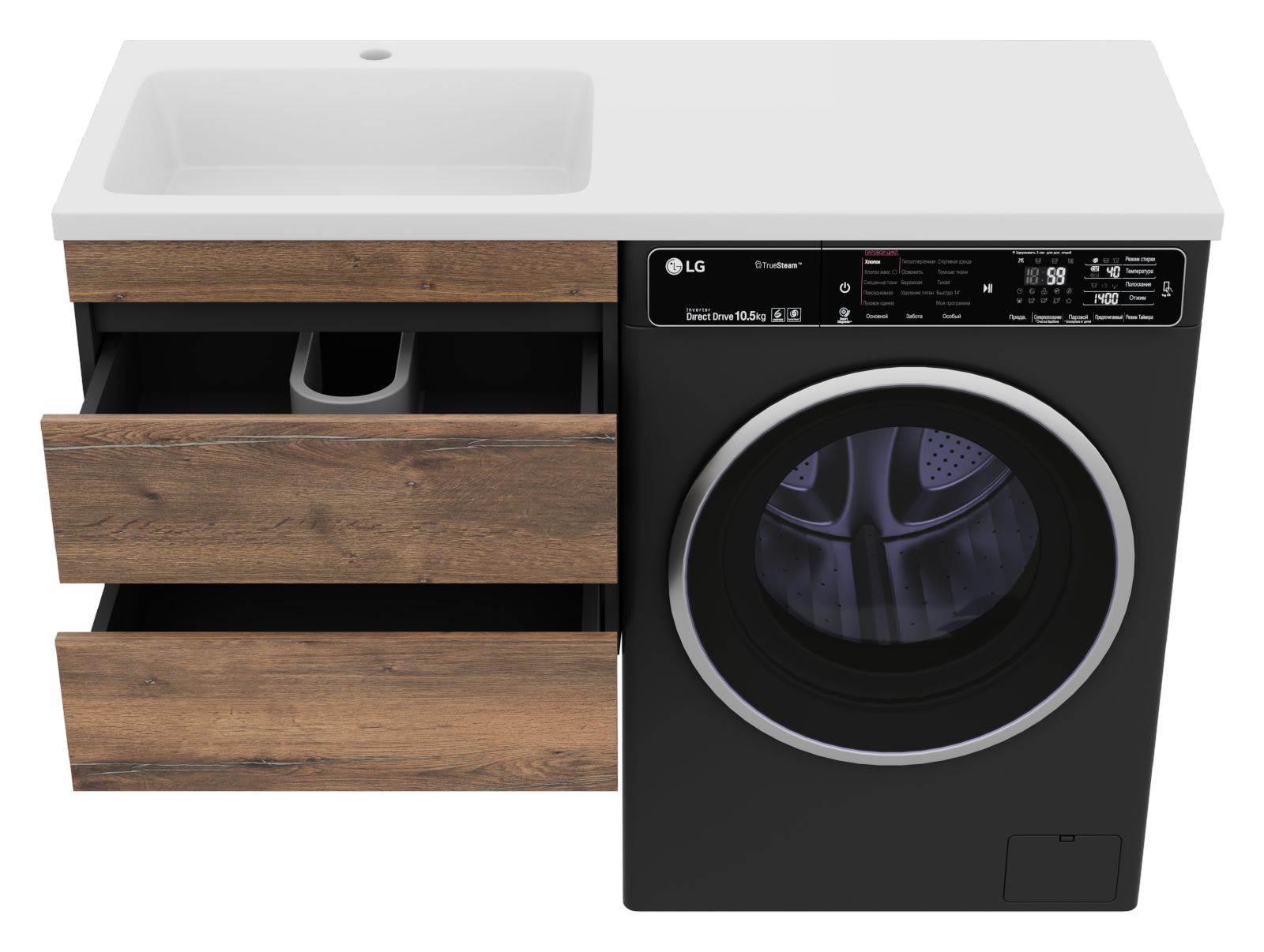 Тумба под стиральную машину Misty Коломбо 60 темное дерево П-Кол06060-011П2Я - 1