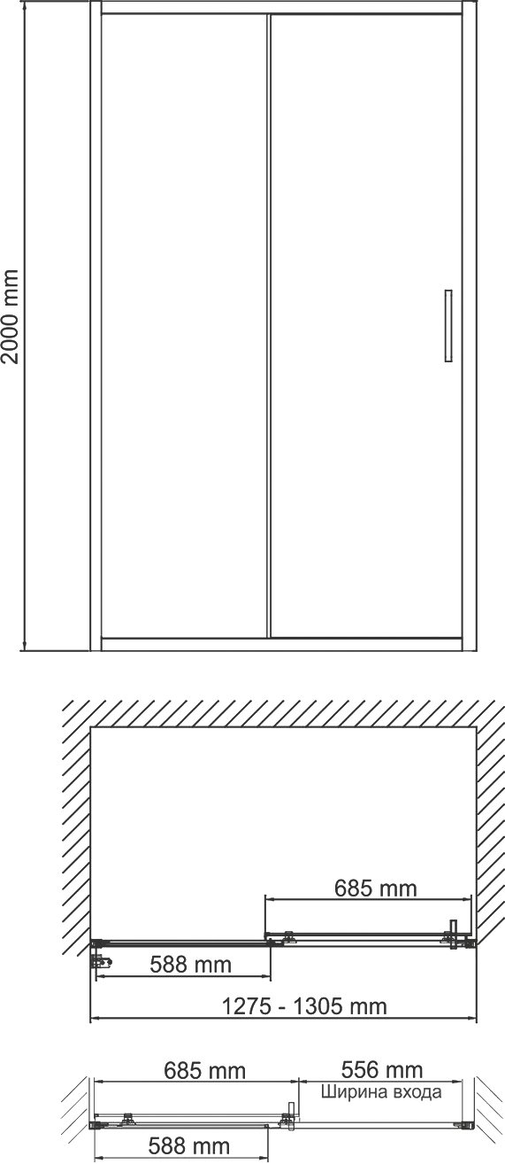 Душевая дверь в нишу Wasserkraft Main 41S30 - 2