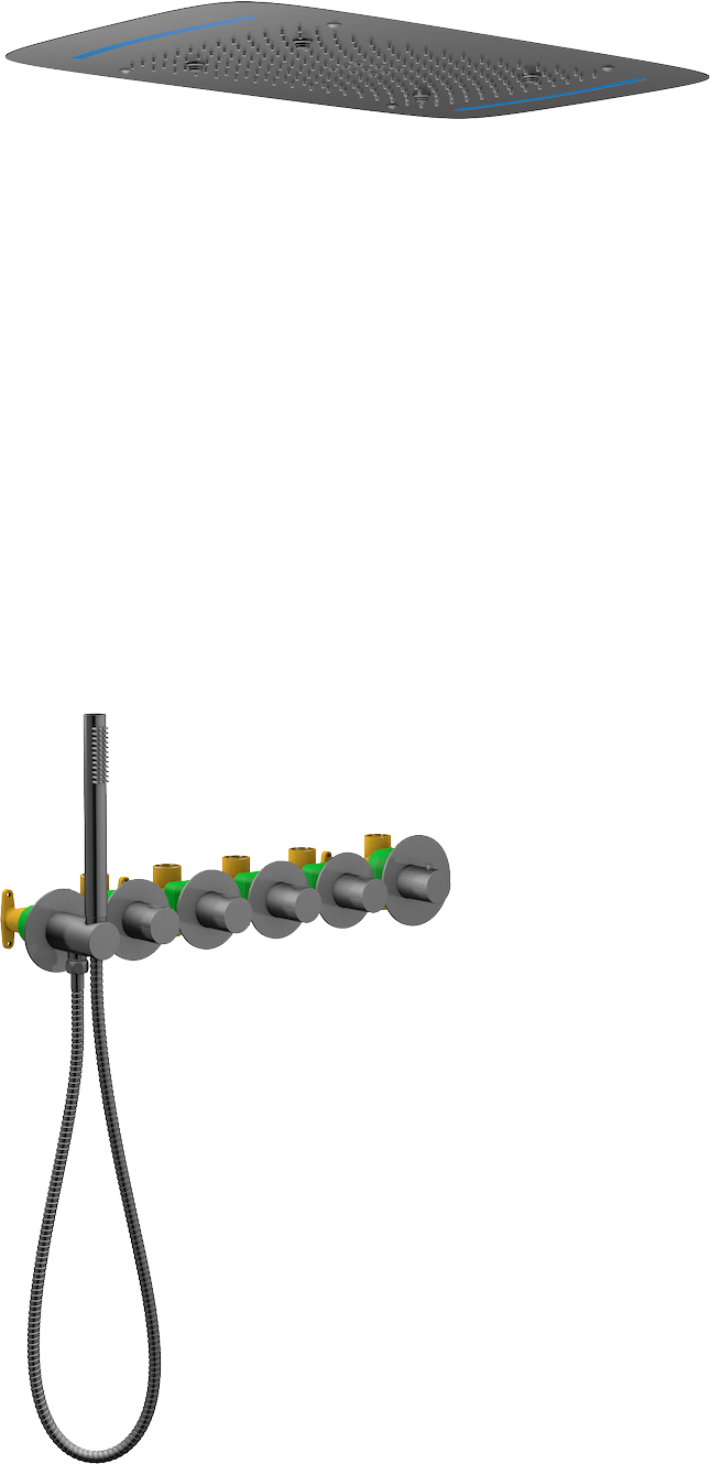 Душевой комплект Timo Saona SX-2319/18SM с термостатом, черное золото - 0
