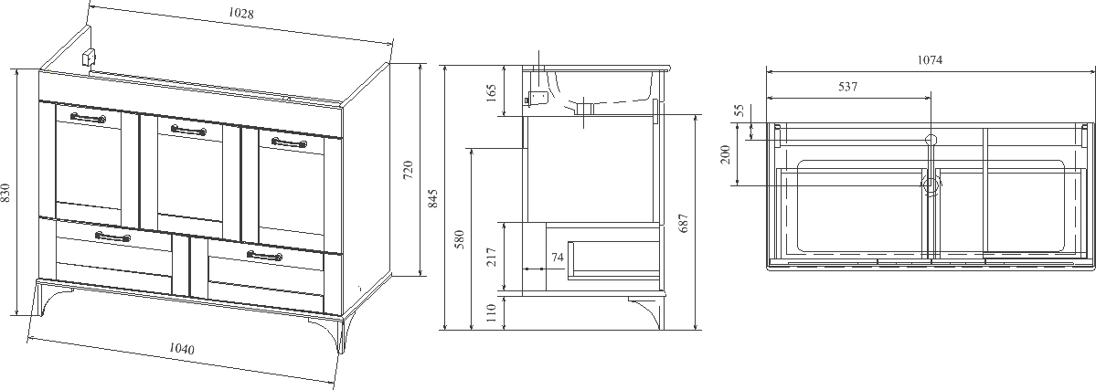 Тумба для комплекта Sanflor Ванесса 105 напольная, белая C0002145 - 3