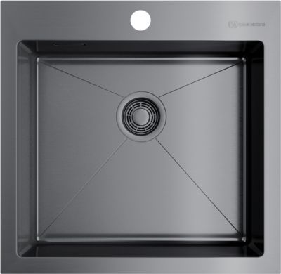 Мойка кухонная Omoikiri Akisame 51-GM вороненая сталь 4973440 - 0