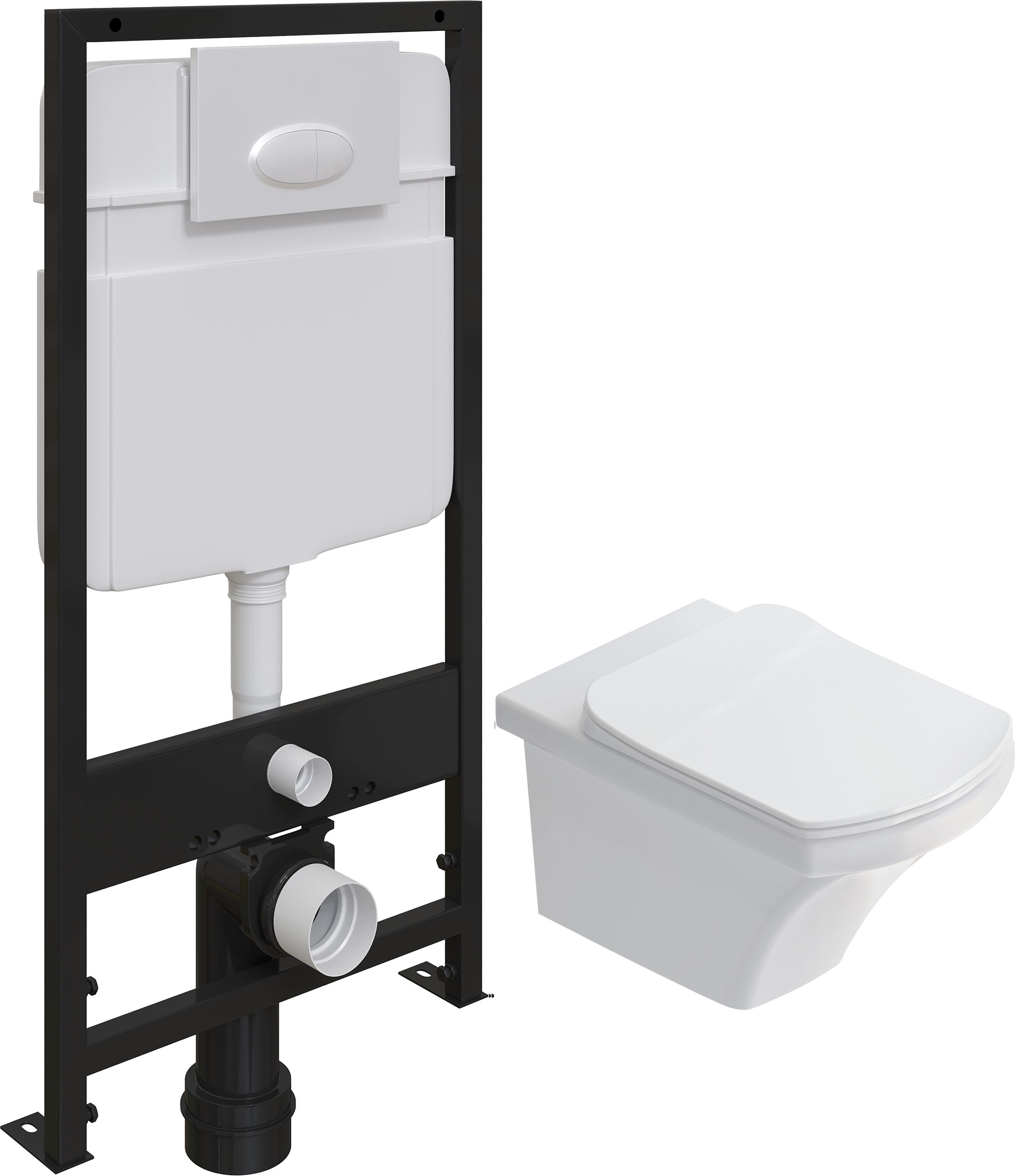 Комплект Унитаз подвесной STWORKI Хальмстад SETK2804-0606-001-1-6000 с микролифтом + Система инсталляции для унитазов EWRIKA ProLT 0026-2020 с кнопкой смыва 0052 белой матовой 560235 - 0