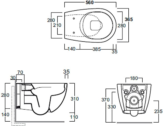 Чаша для подвесного унитаза Simas Vignoni серый матовый, без сиденья  VI18 - 2