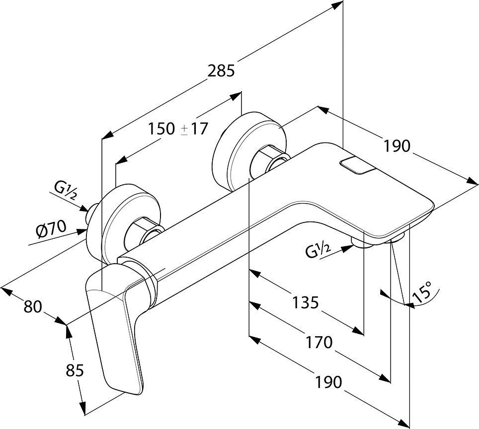 Смеситель Kludi Ameo 416710575 для ванны с душем - 1
