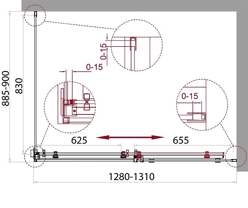 Душевой уголок BelBagno Acqua 130х90 профиль черный стекло прозрачное ACQUA-AH-1-130/90-C-NERO - 2