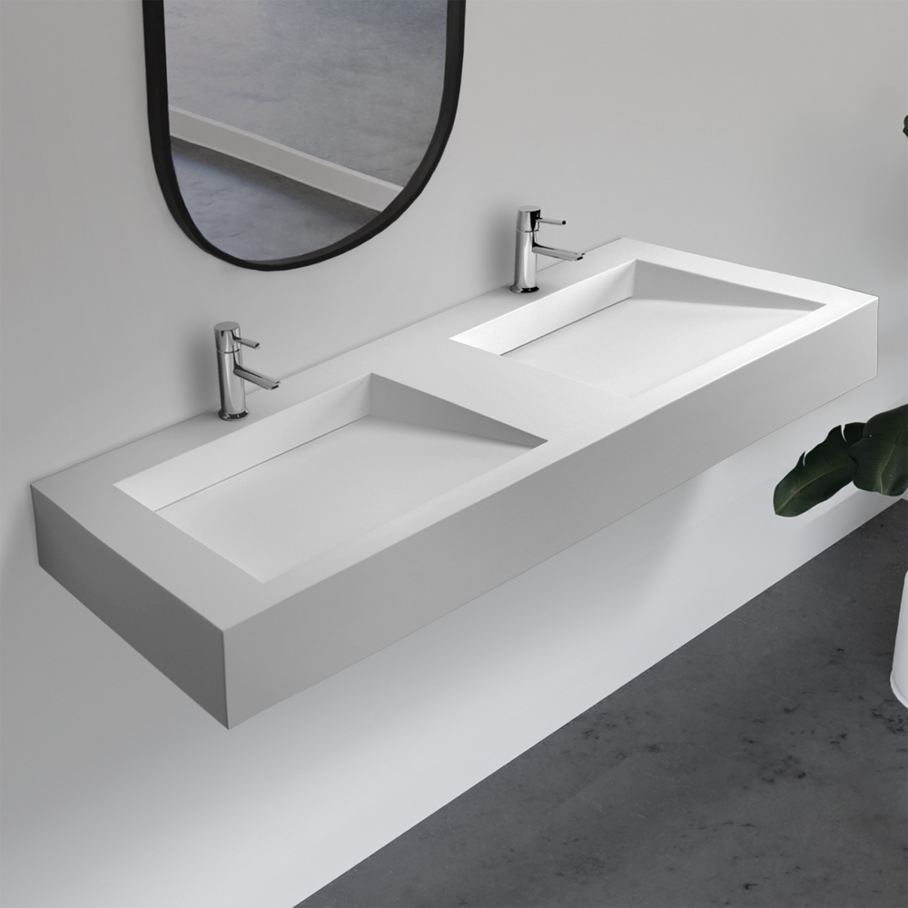 Раковина подвесная Abber Stein 121.9х45 двойная белый матовый AS2643-1.2 - 0