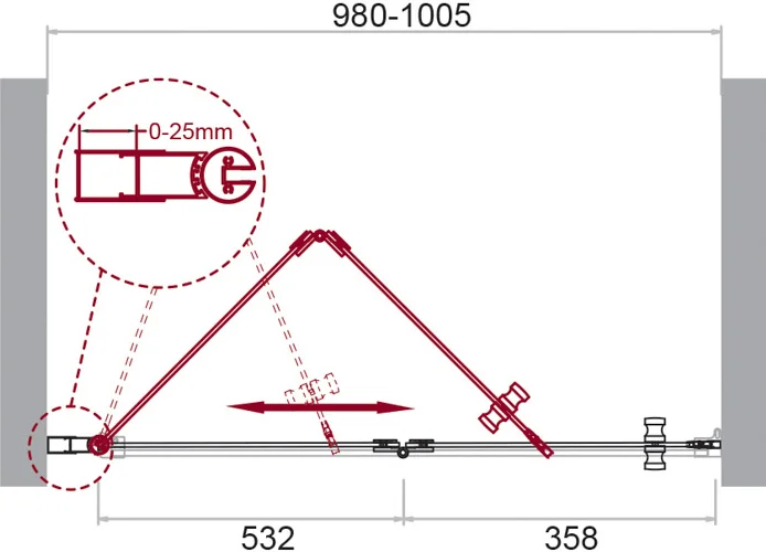 Душевая дверь BelBagno Albano 100х195 профиль хром стекло прозрачное ALBANO-BS-12-100-C-Cr - 7