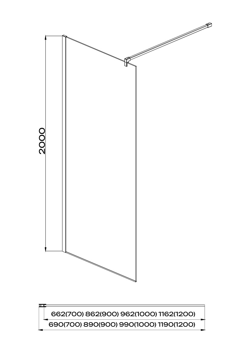 AQ WIW 07020CH Душевая перегородка Walk in с держателем 700x2000 профиль хром, стекло прозрачное - 2