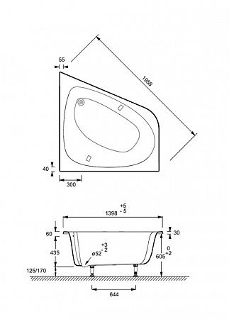 Акриловая ванна Jacob Delafon Odeon Up 139.8x139.8 см  E6070RU-00 - 5