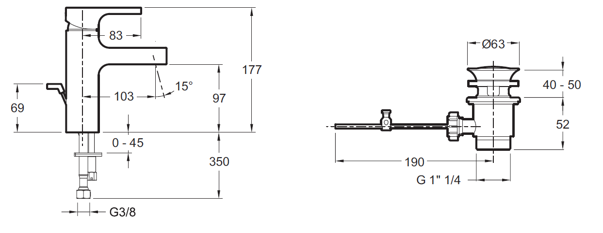 Смеситель Jacob Delafon Strayt E37327-CP для раковины - 1