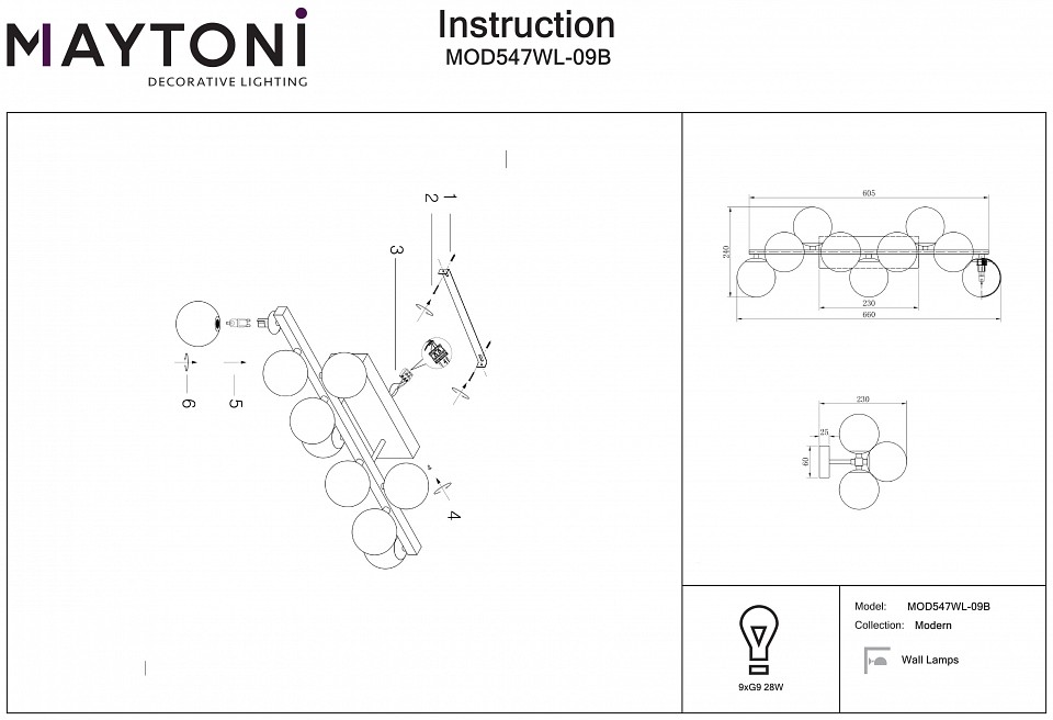 Бра Maytoni Dallas MOD547WL-09B - 1