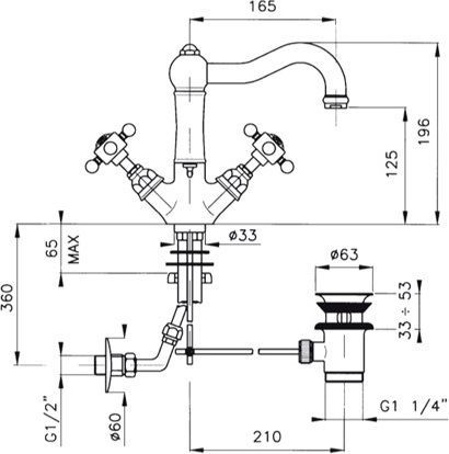 Смеситель для раковины Nicolazzi Dames Angl золото  1432GB78A - 2