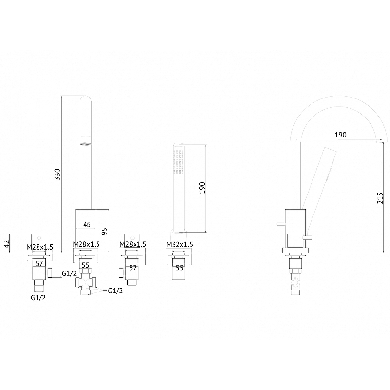 Смеситель на борт ванны Abber Wasser Kreis черный матовый AF8113B - 2