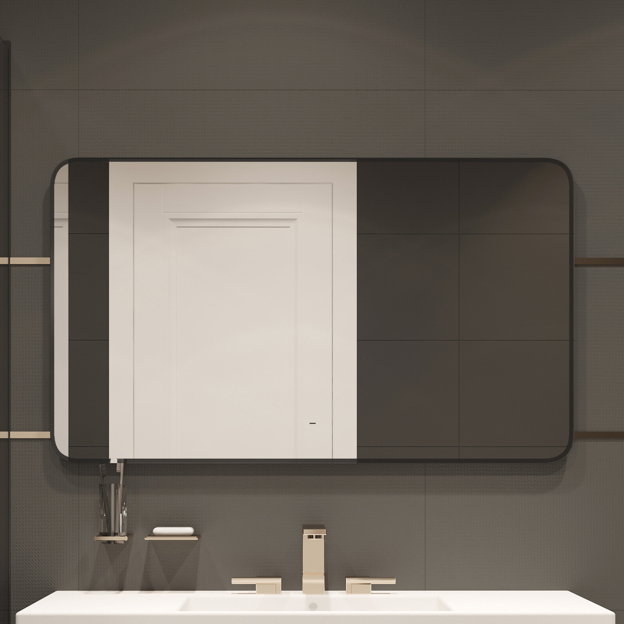 Зеркало DIWO Кострома 120 черное, с подсветкой светодиодной, прямоугольное, настенное ЗЛП1751 - 0