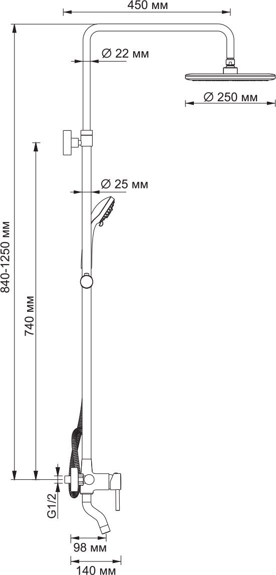 Душевая стойка Wasserkraft A14401 - 8