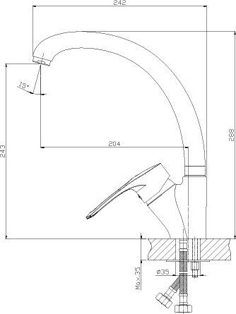 Смеситель для кухонной мойки Rossinka  хром  T40-23 - 1