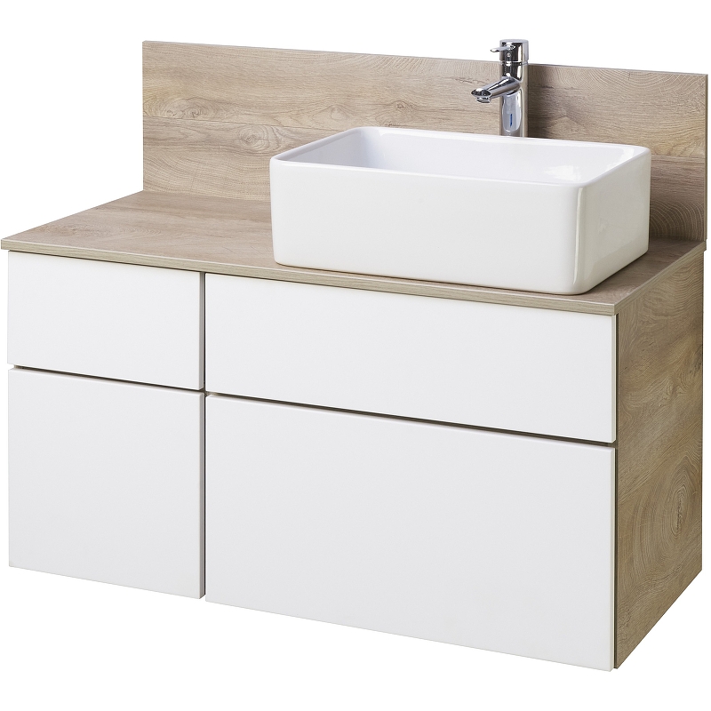 Тумба с раковиной Mila 50 и столешницей Aquaton Мишель 100 белый-светлое дерево 1A2441K3MIDU0 - 0