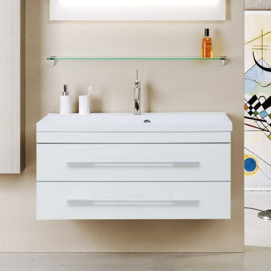 Тумба с раковиной Aquanet Верона 100 подвесная белая - 0