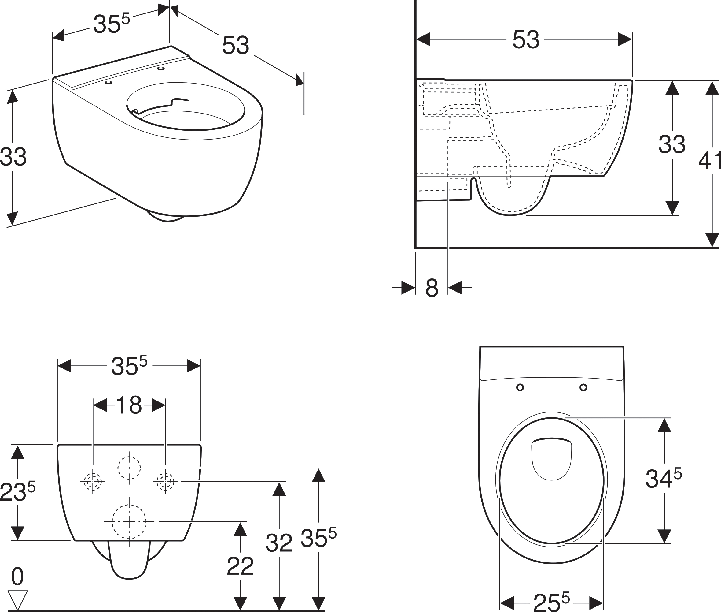 Чаша для унитаза подвесного Geberit iCon 204060000 - 2