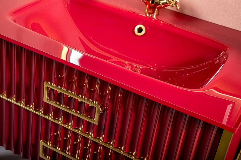 Тумба под раковину моноблок Boheme Armadi Art Monaco 80 бордо глянец - золото 866-080-RG - 1