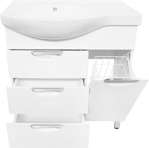 Тумба с раковиной Style Line Жасмин 82 R белая, с бельевой корзиной - 2