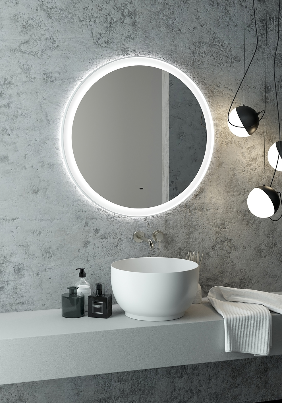 Зеркало круглое STWORKI Гриндстед 80 белое, с подсветкой ЗЛП2157 - 1