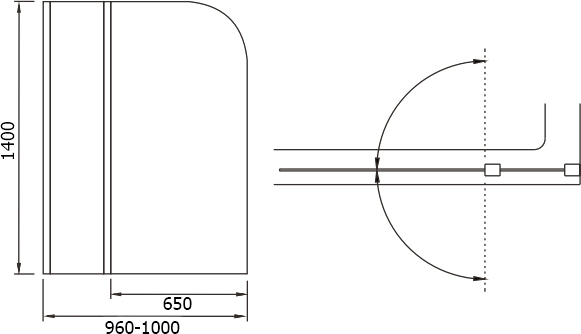 Шторка на ванну Weltwasser WW100 100T2-100х140 хром  10000001223 - 1