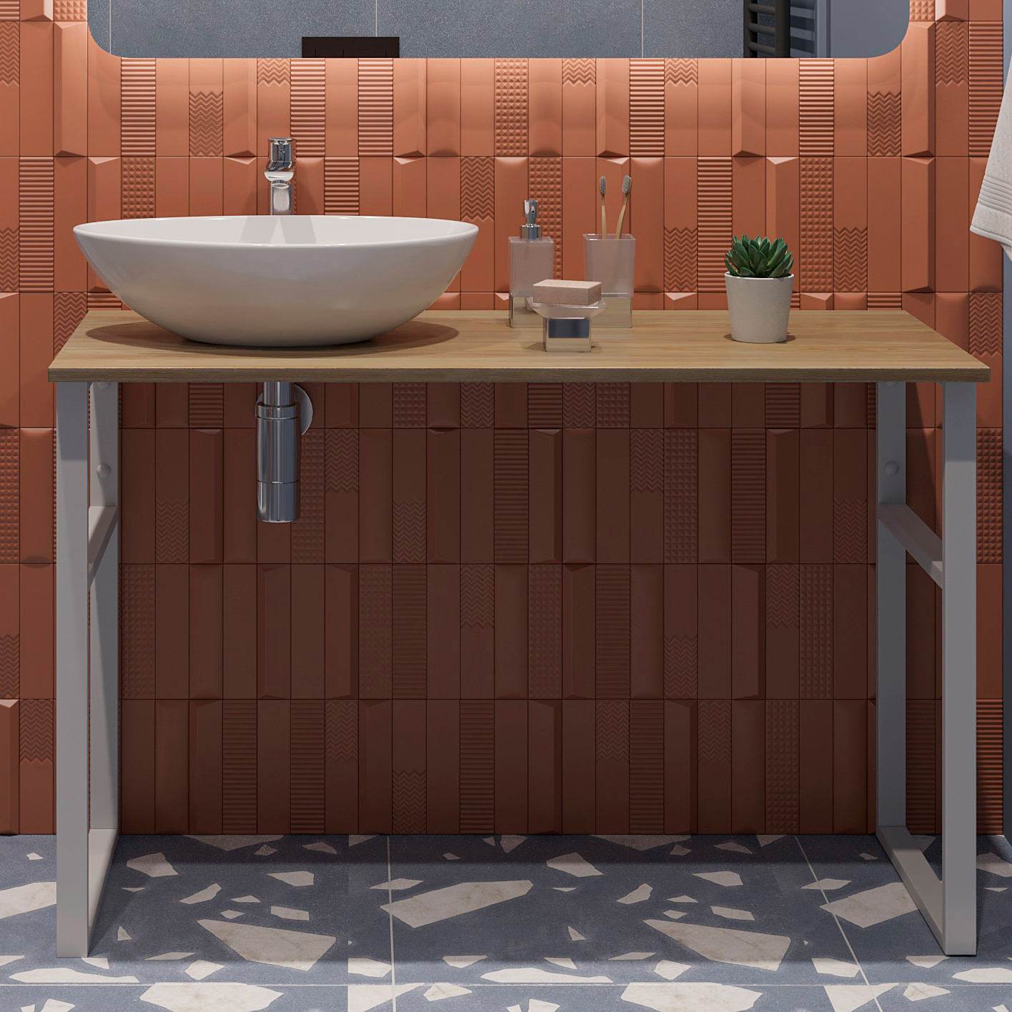 Консоль DIWO Элиста 120 светлое дерево, с раковиной Moduo 55 Leaf 555780 - 0