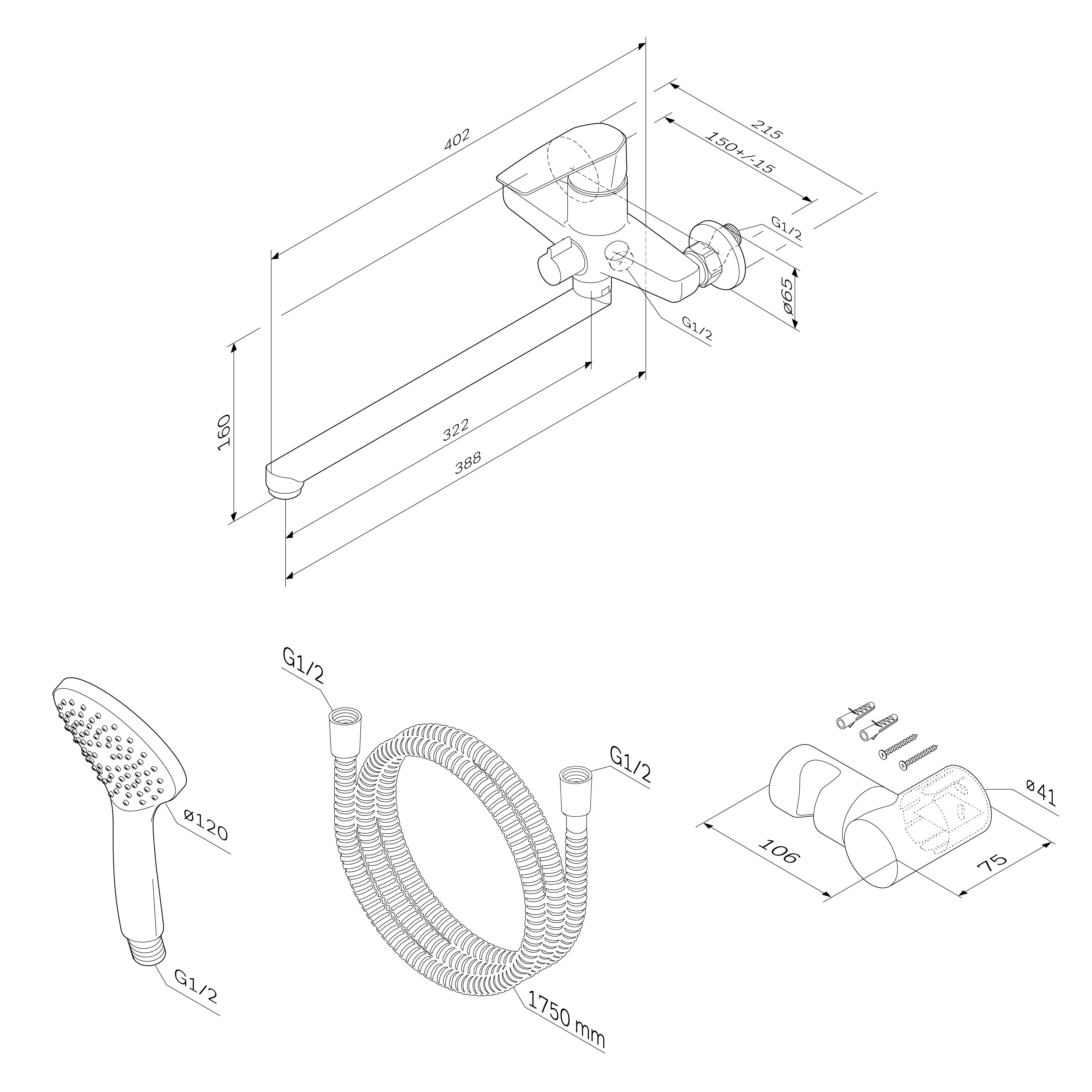 Смеситель AM.PM Gem F90A95000 универсальный - 7