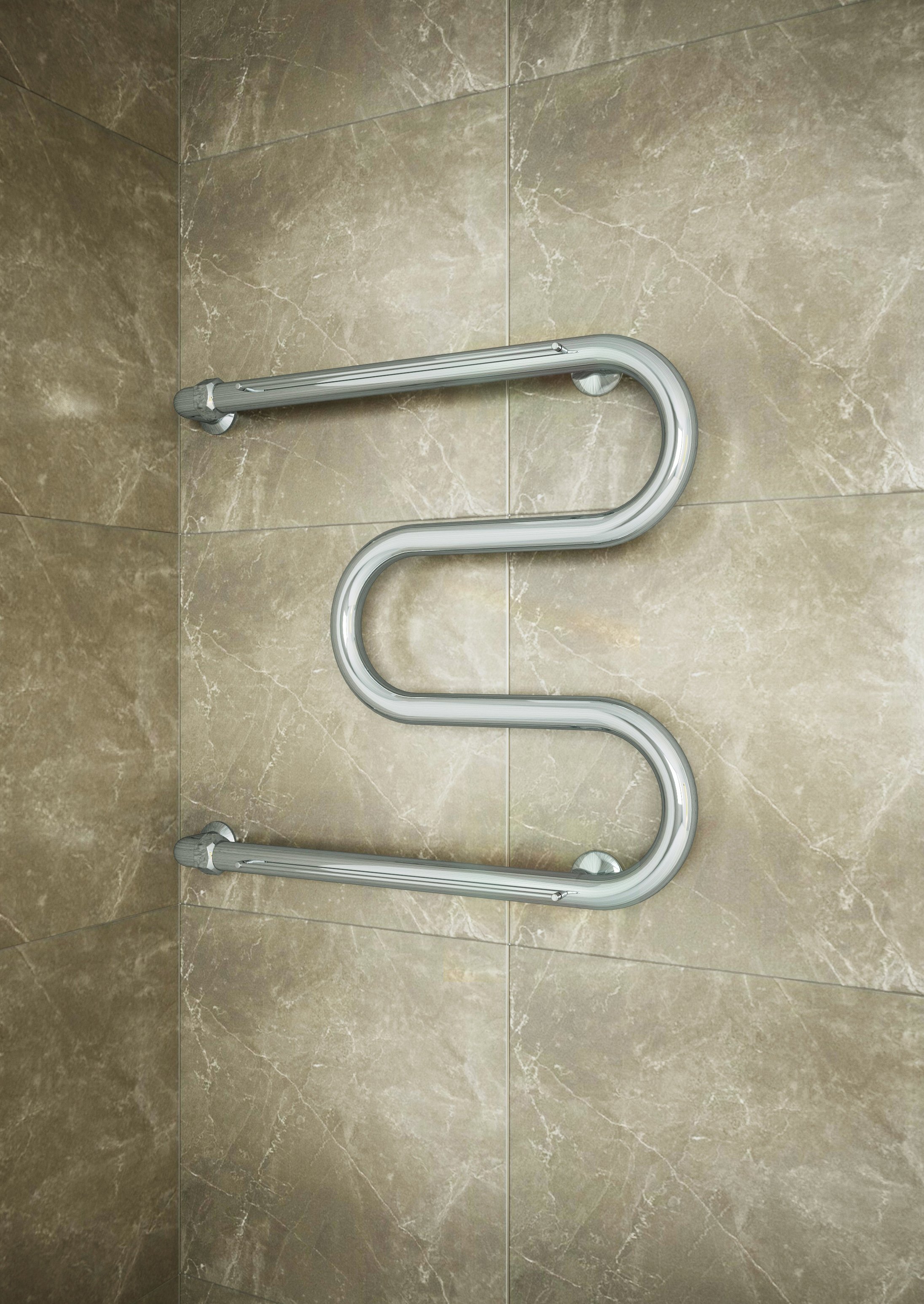 Водяной полотенцесушитель Terminus M-образный 500х700 с полкой Хром 4620768880353 - 1