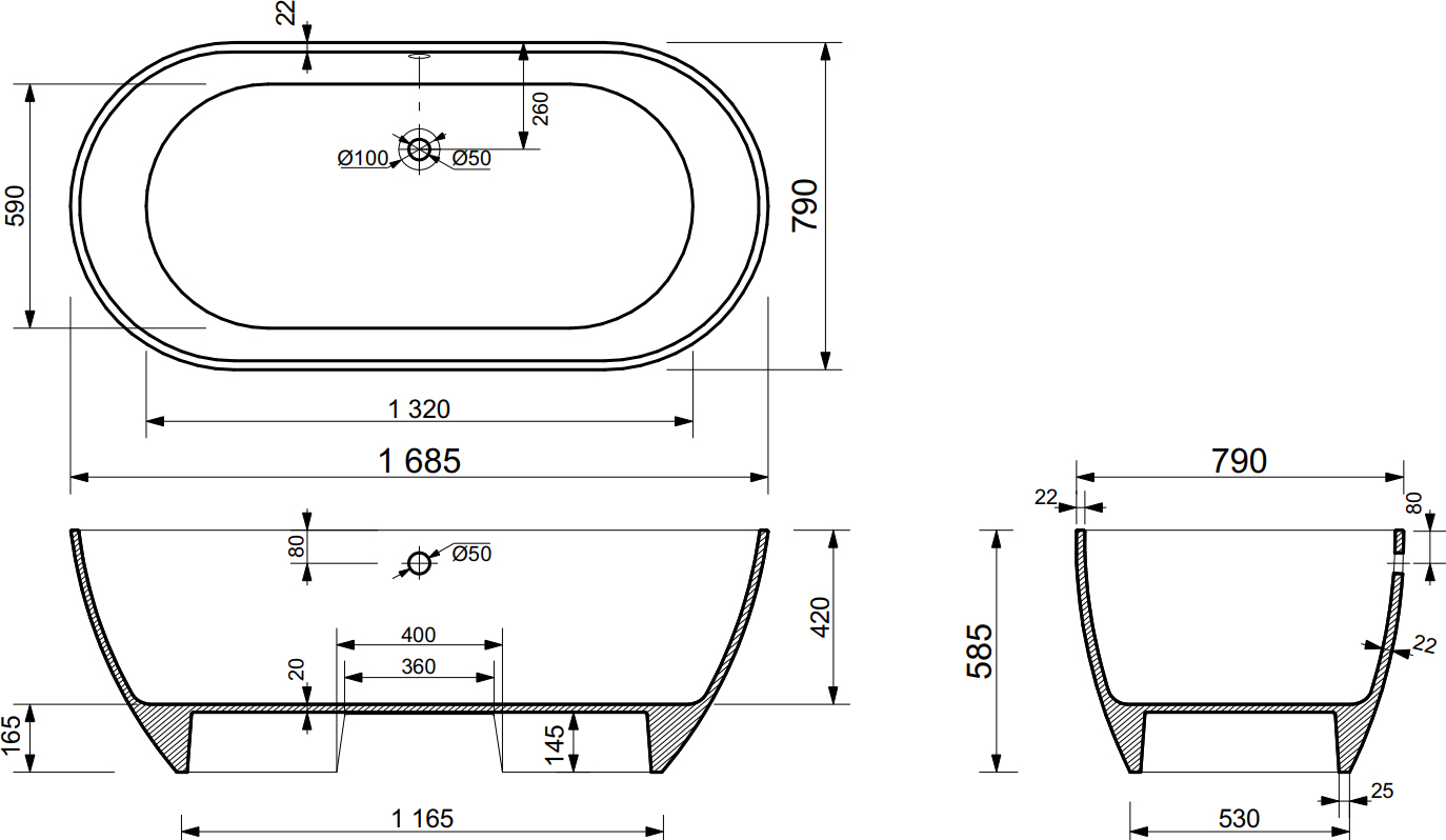 Ванна из искусственного камня STWORKI Берген 170х80 ФР-00014094 - 5