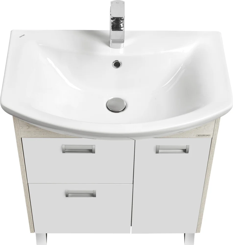 Тумба с раковиной Aquaton Бекка 70 белый - светлое дерево 1A2087K1BAC20 - 2