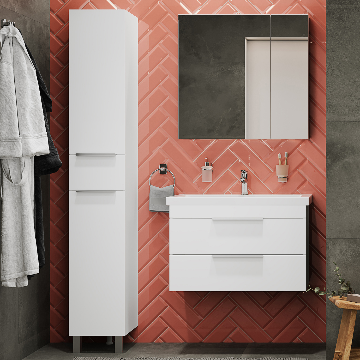 Мебель для ванной STWORKI Копенгаген 80 белая 467188 - 0