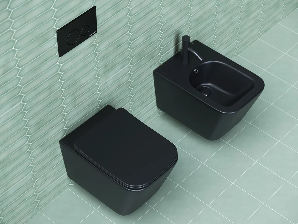 Унитаз подвесной Ceramica Nova Metric с сиденьем микролифт черный-матовый CN3007MB - 1