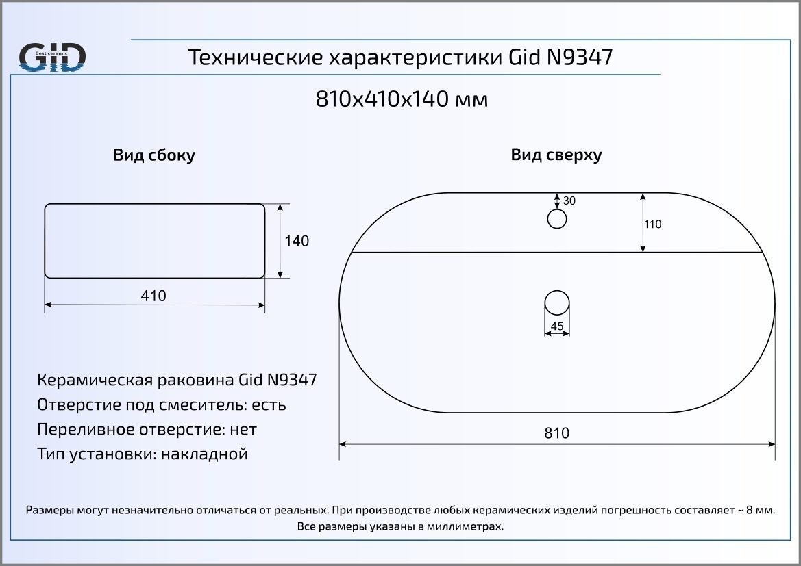 Раковина Gid N9347 - 1