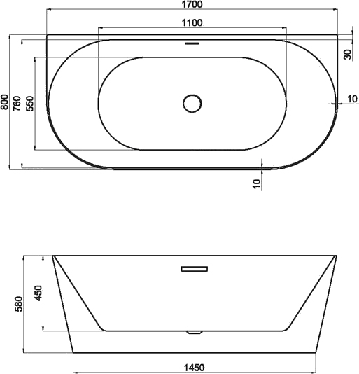 Акриловая ванна Black&White Swan SB116 116SB00 - 3