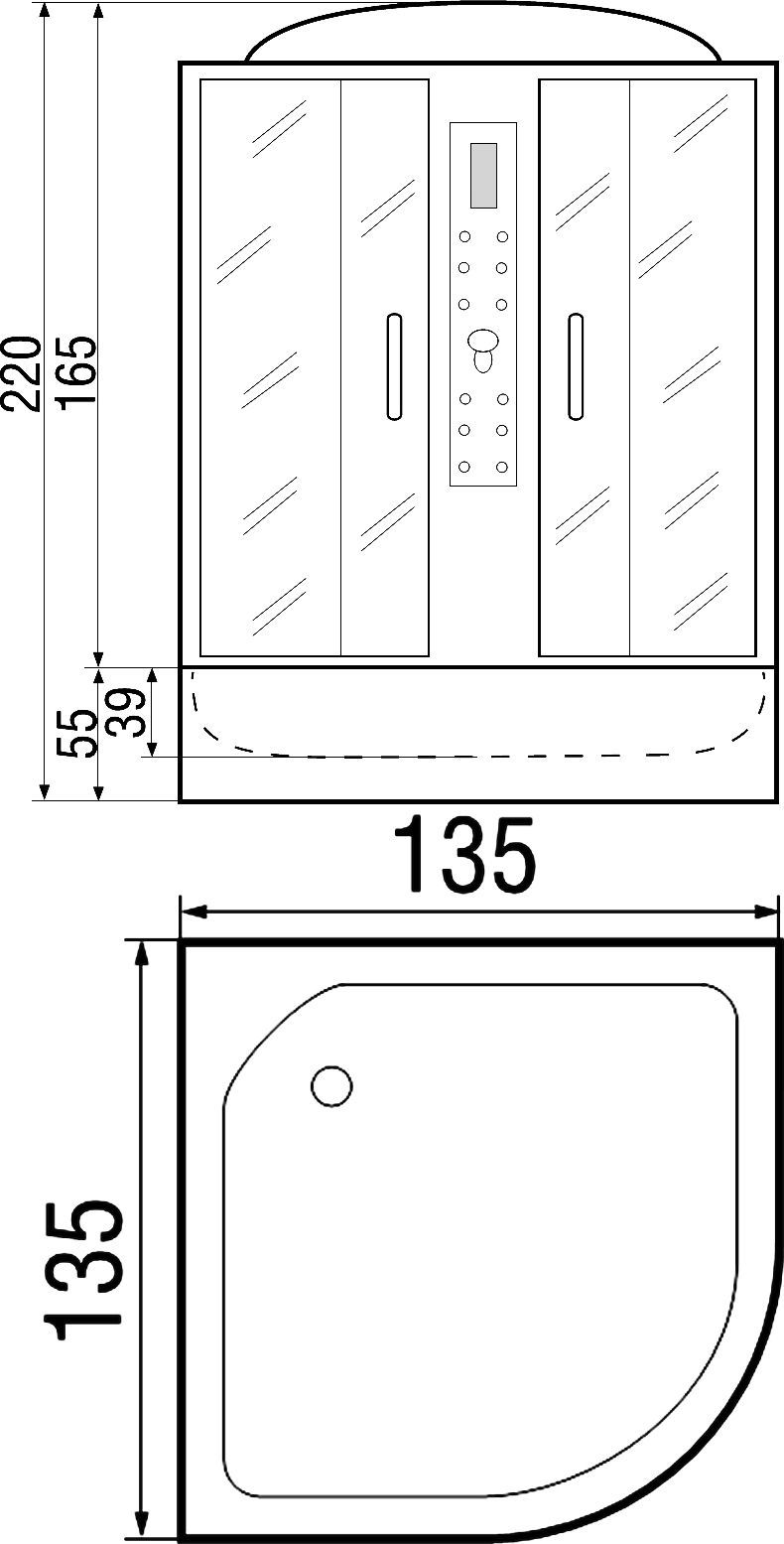 Душевая кабина с поддоном River Temza 135/135/55 TH  10000001585 - 6