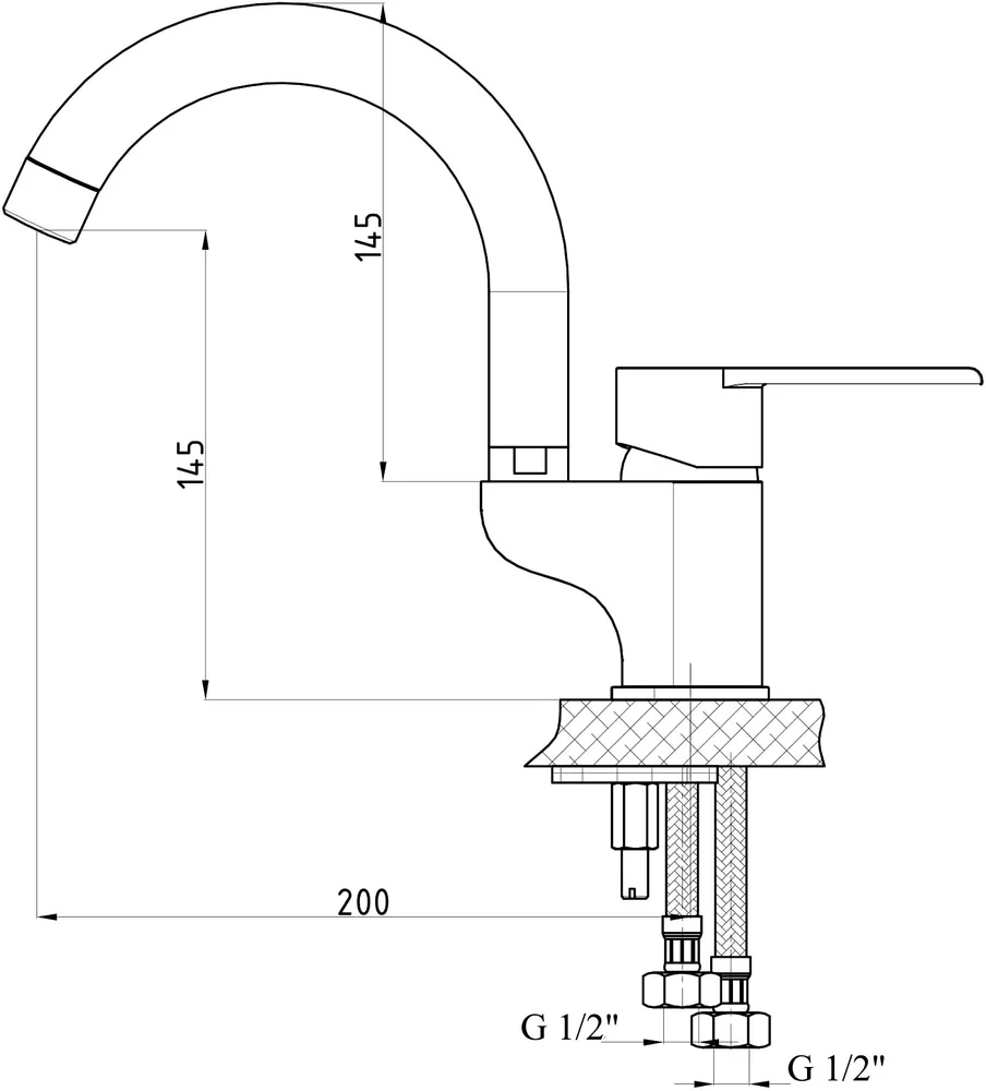 Смеситель для раковины GPD Atros хром MTL65 - 1