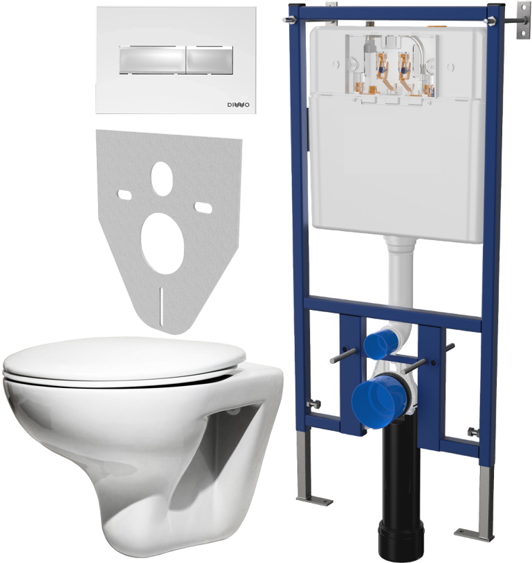 Комплект Унитаз подвесной Roca Mateo 346200000 с микролифтом + Система инсталляции для унитазов DIWO 4501 + Кнопка смыва DIWO 7320 белая 578007 - 0