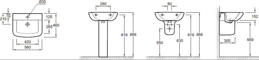 Раковина Jacob Delafon Panache E1434 56 см E1434-00 - 1