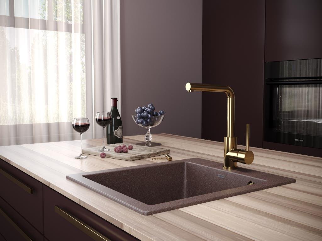 Смеситель Paulmark Honner для кухонной мойки, золото Ho212018-G - 1